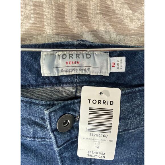 Torrid Jeans Womens 16R Boyfriend Distressed Mid Rise Medium Wash Stretch Denim - Picture 6 of 8